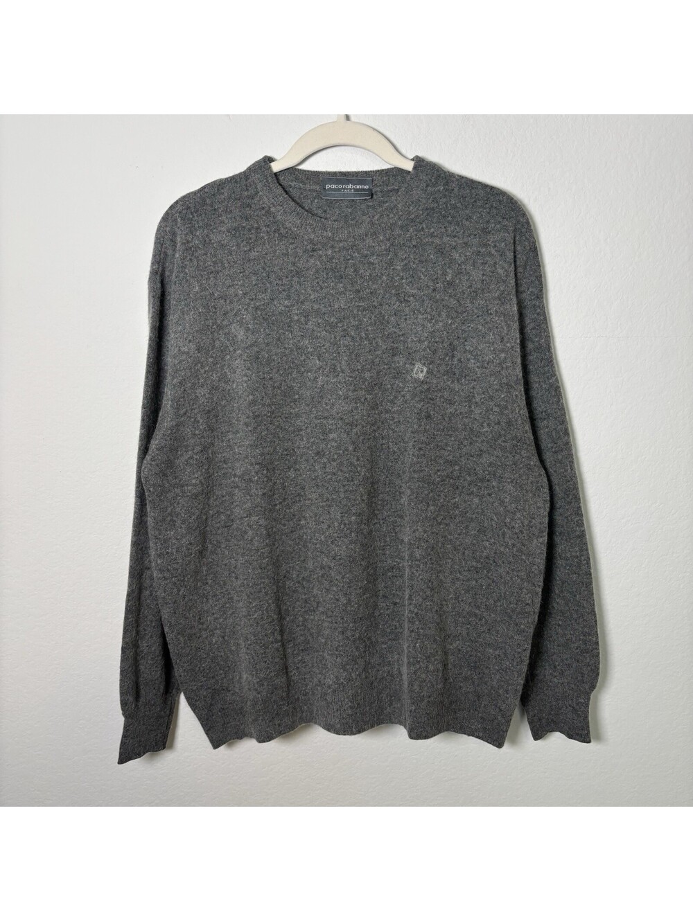 Paco Rabanne Paris Women’s Grey Lambs Wool Sweater Size Large Quiet Luxury EUC